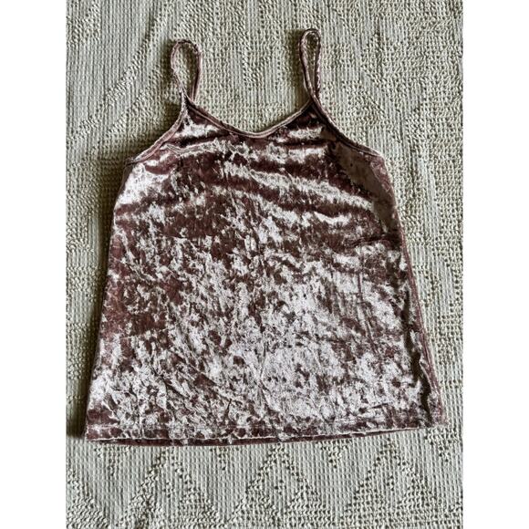 Pink Crushed Velvet Tank Top Lock & Love Premium Sz Small Made in USA Polyester - Picture 4 of 6